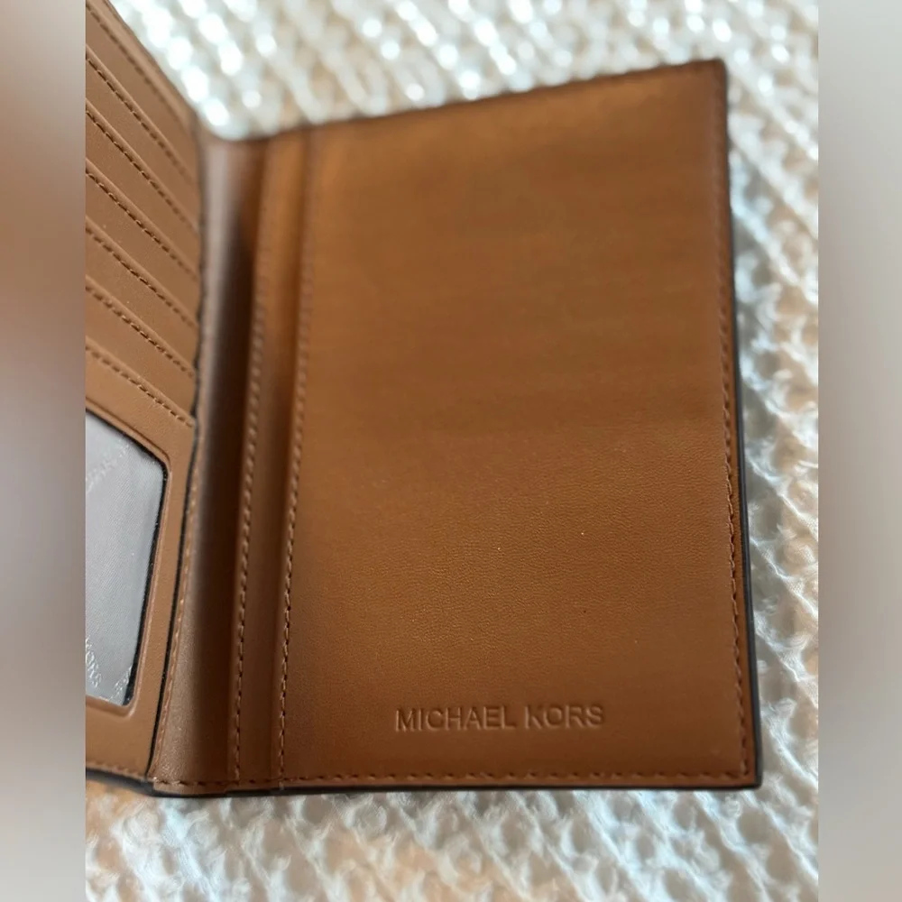 Michael Kors Brown and Black Monogram Card & Passport Sleeve NWOT